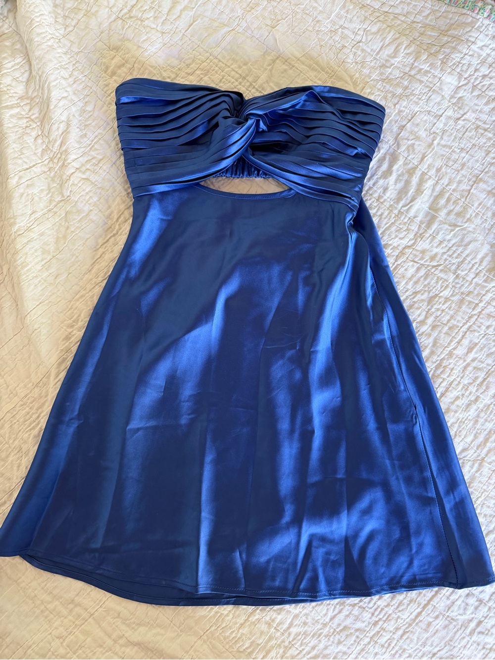 Princess Polly Strapless Cobalt Blue Twist-Front Mini Dress